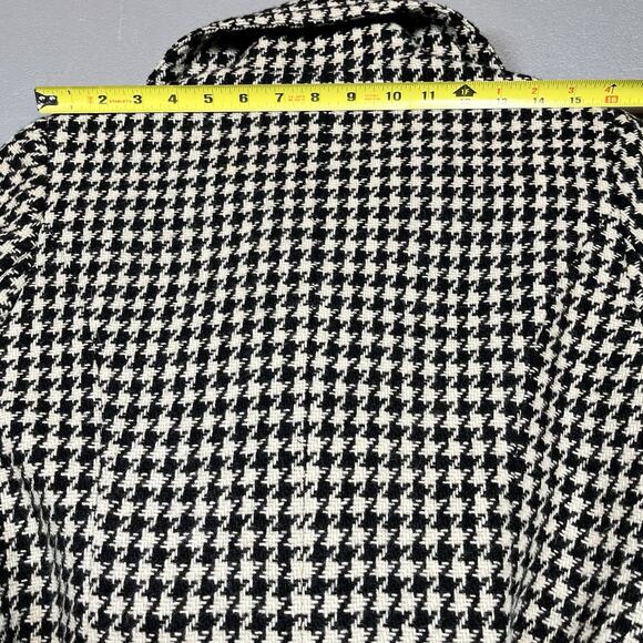 J Crew Trench coat Size 10 Houndstooth Belted Wool Blend Long Lined FLAWS - Picture 9 of 16